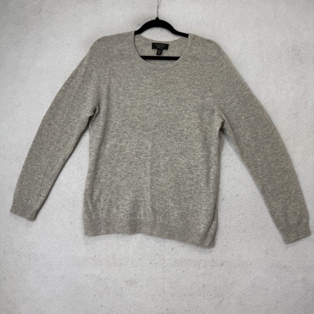 Charter Club Sweater Womens Large Gray 100% Cashmere Crew Neck Knit Pullover
